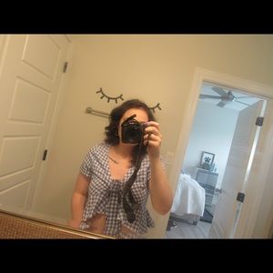 Cute checkered bow cropped top